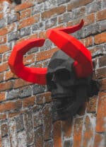 Crâne démoniaque avec cornes en papercraft 3D