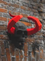 Crâne démoniaque avec cornes en papercraft 3D