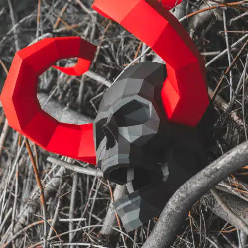 Crâne démoniaque avec cornes en papercraft 3D