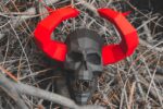 Crâne démoniaque avec cornes en papercraft 3D