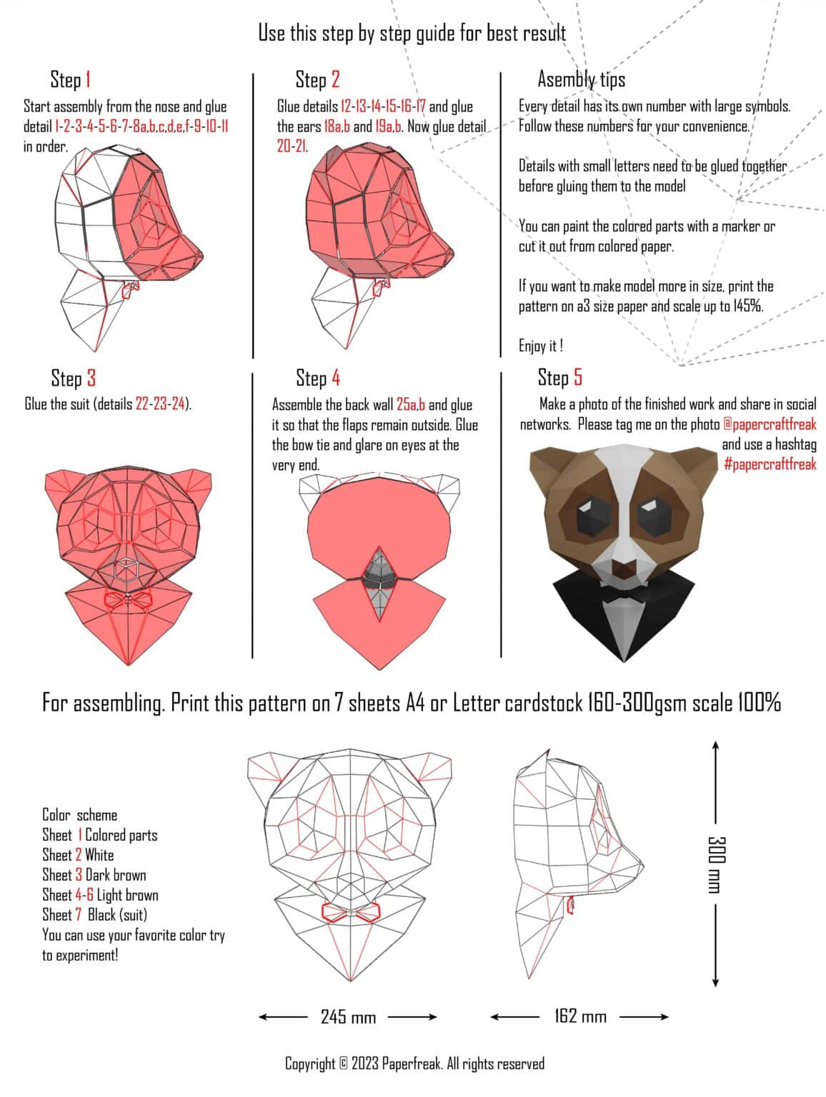 Papercraft von Affe im 3D-Origami Papercraft von Affe im 3D-Origami