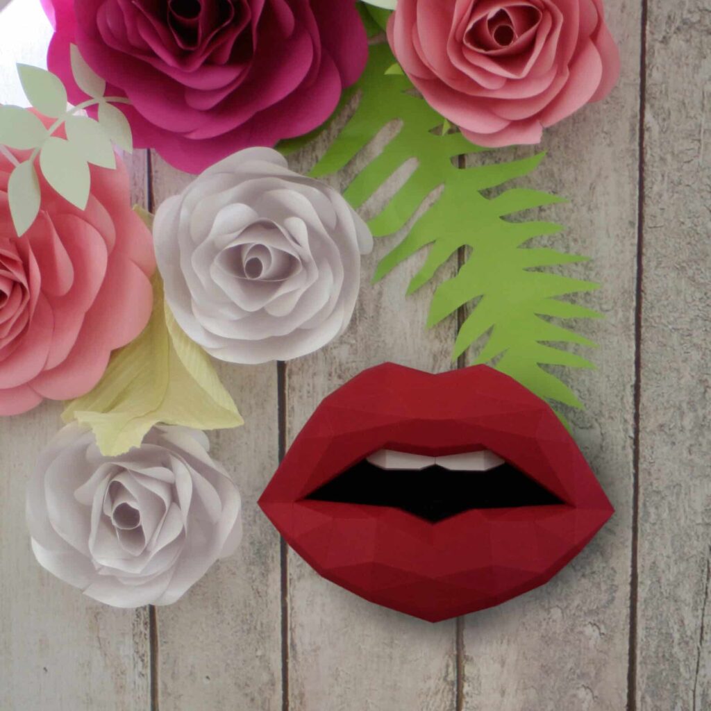 Papercraft 3D bouche rouge à assembler