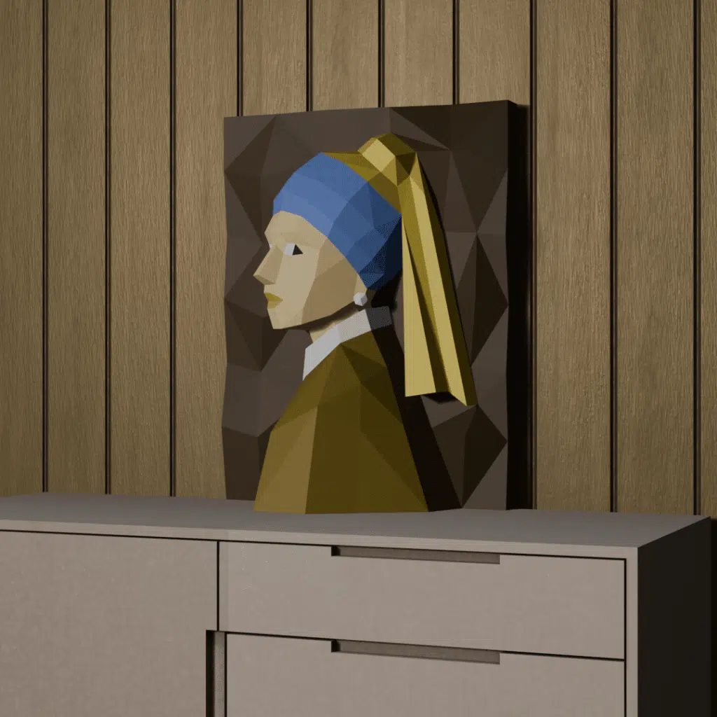 Tableau mural La jeune fille à la perle en Papercraft 3D
