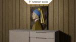 aTableau mural La jeune fille à la perle en Papercraft 3D