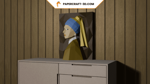 aTableau mural La jeune fille à la perle en Papercraft 3D