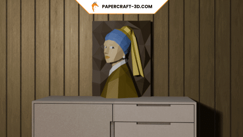 aTableau mural La jeune fille à la perle en Papercraft 3D