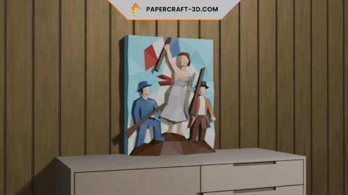 Tableau mural La liberté guidant le peuple en Papercraft 3D