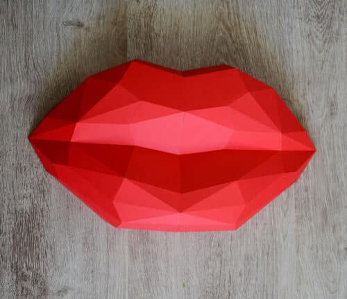 Lèvres rouges en papercraft 3D