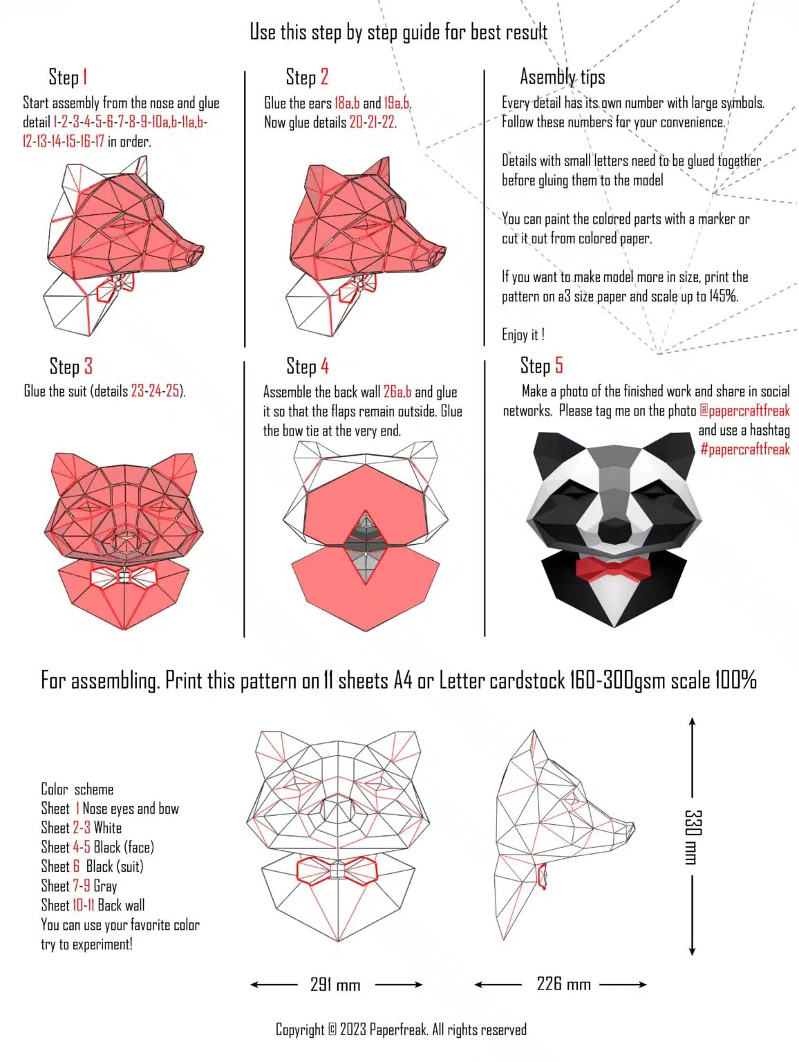 Papercraft de raton laveur en costume origami 3D Papercraft de raton laveur en costume origami 3D