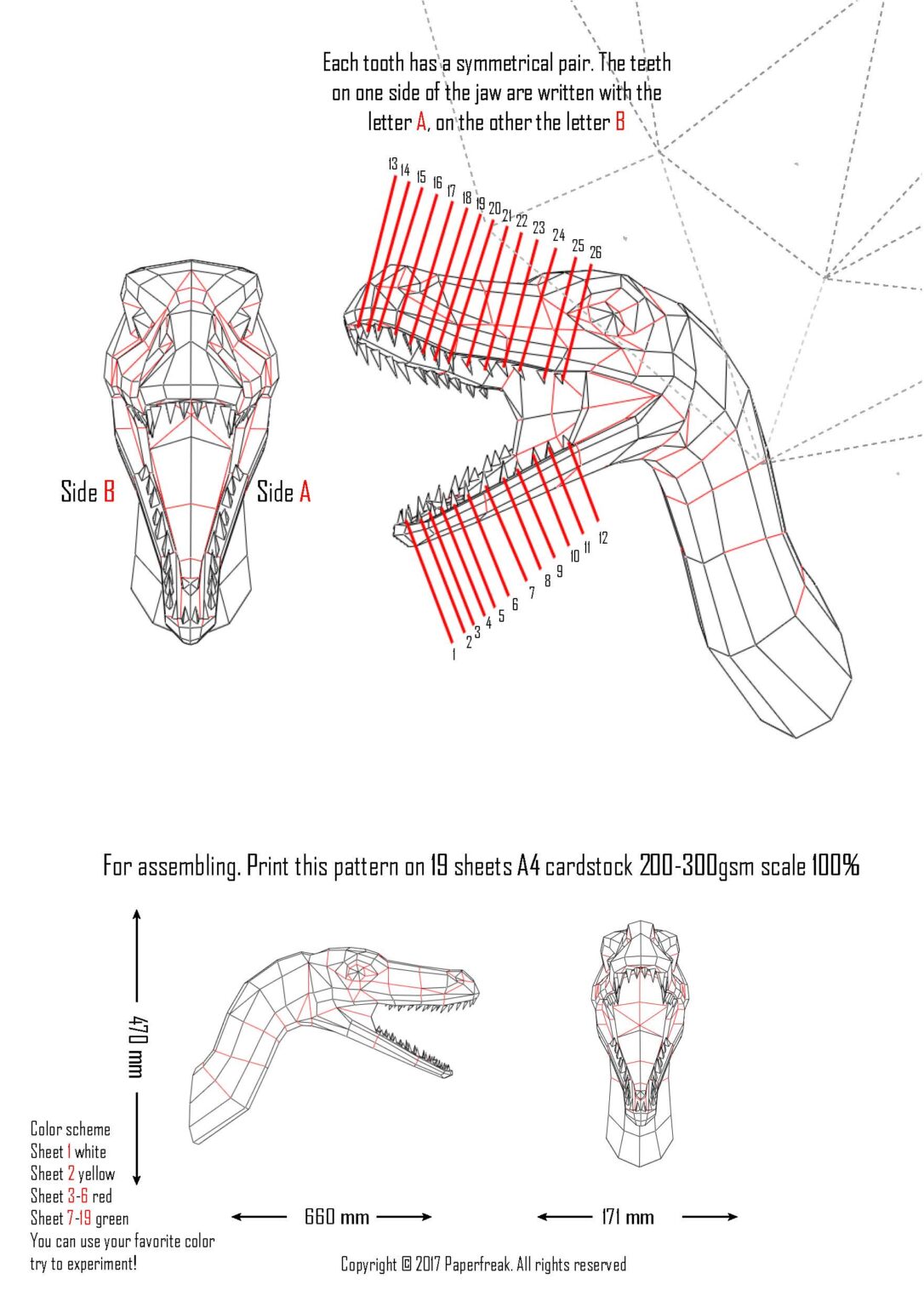 Papercraft de raptor en origami 3D Papercraft de raptor en origami 3D