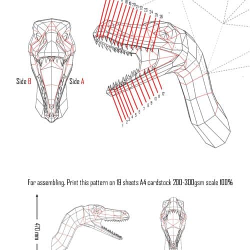 Raptor en papercraft 3D