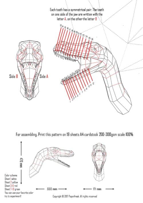 Raptor en papercraft 3D