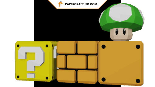 Blocs rétro gaming de Mario en papercraft 3D