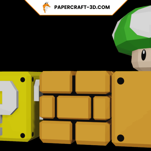 Blocs rétro gaming de Mario en papercraft 3D
