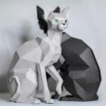 Sculpture chat sphynx assis papercraft