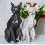 Sculpture chat sphynx assis papercraft