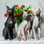 Sculpture chat sphynx assis papercraft