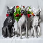 Sculpture chat sphynx assis papercraft