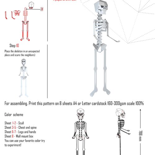 Papercraft 3D squelette Halloween