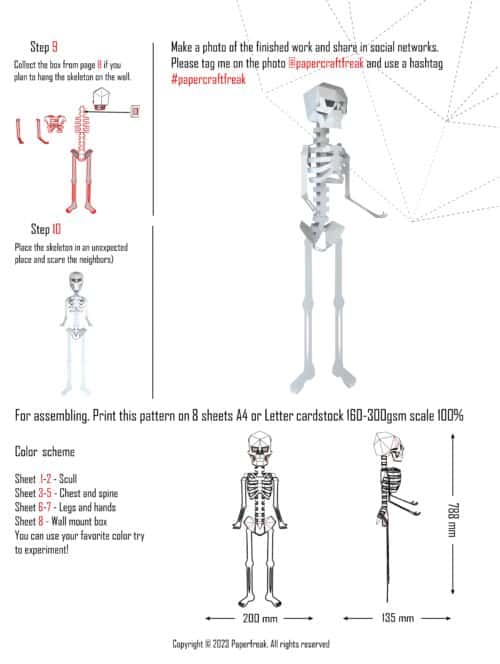 Papercraft 3D squelette Halloween