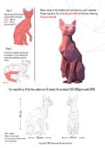Sculpture chat sphynx assis papercraft