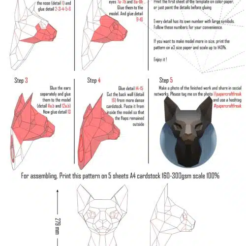 Tête de sphynx en papercraft 3D