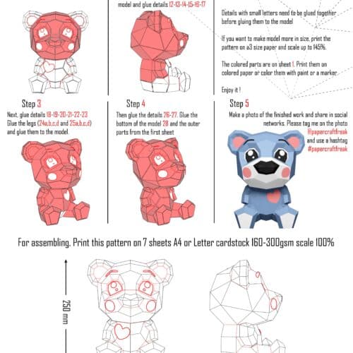 Ours en papier cartoon 3D