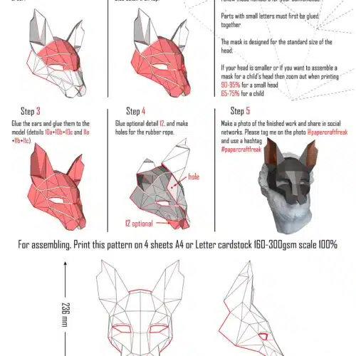 Masque chat en papercraft 3D