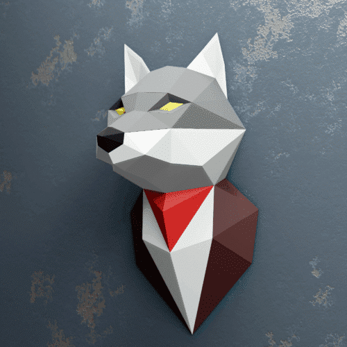 Loup en papercraft 3D