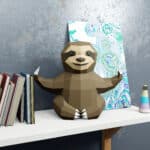 Paresseux yoga en papercraft 3D