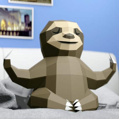 Paresseux yoga en papercraft 3D