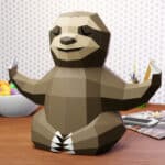 Paresseux yoga en papercraft 3D
