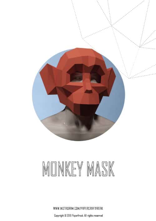 Masque singe papercraft 3D Halloween