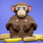 Singe assis en papercraft 3D