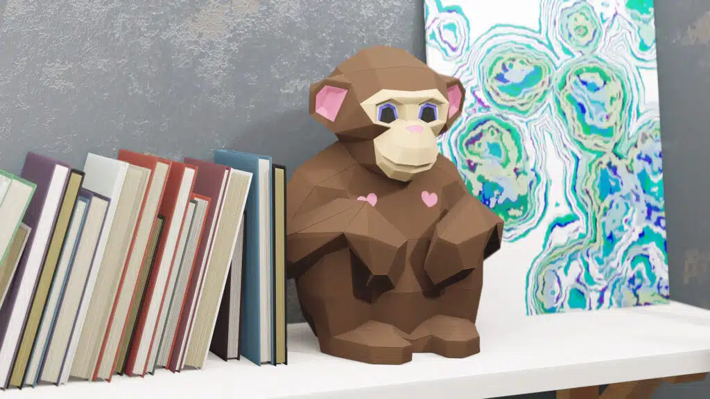 Papercraft de singe assis en origami 3D Papercraft de singe assis en origami 3D