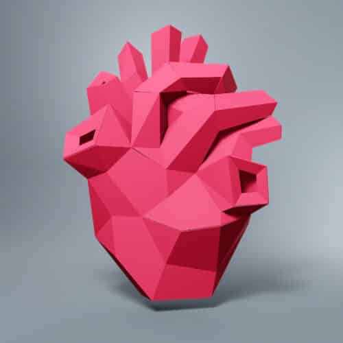 Papercraft de cœur anatomique en origami 3D