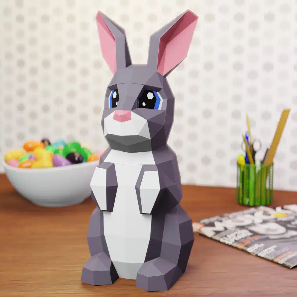 Papercraft de lapin mignon en origami 3D