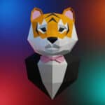 Trophée tigre en costume papercraft 3D