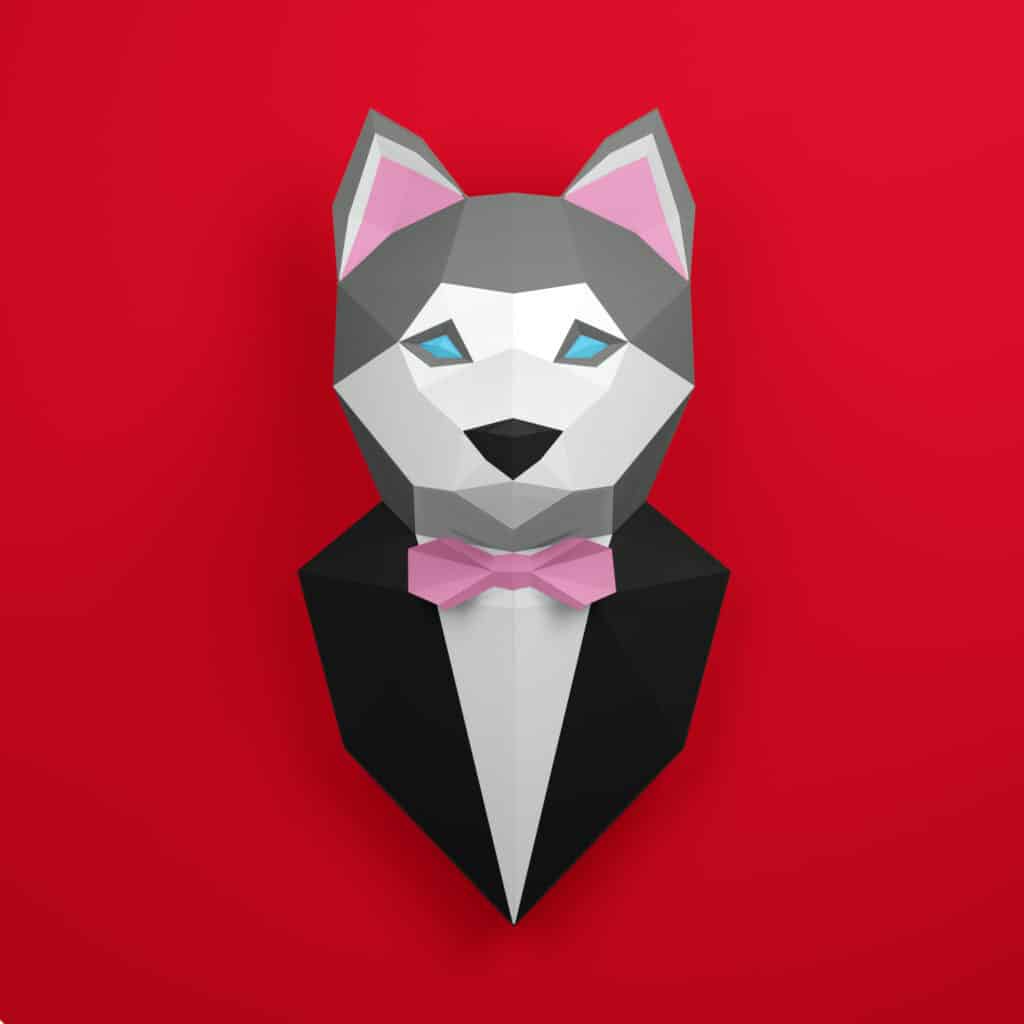 Papercraft de husky em origami 3D Papercraft de husky em origami 3D