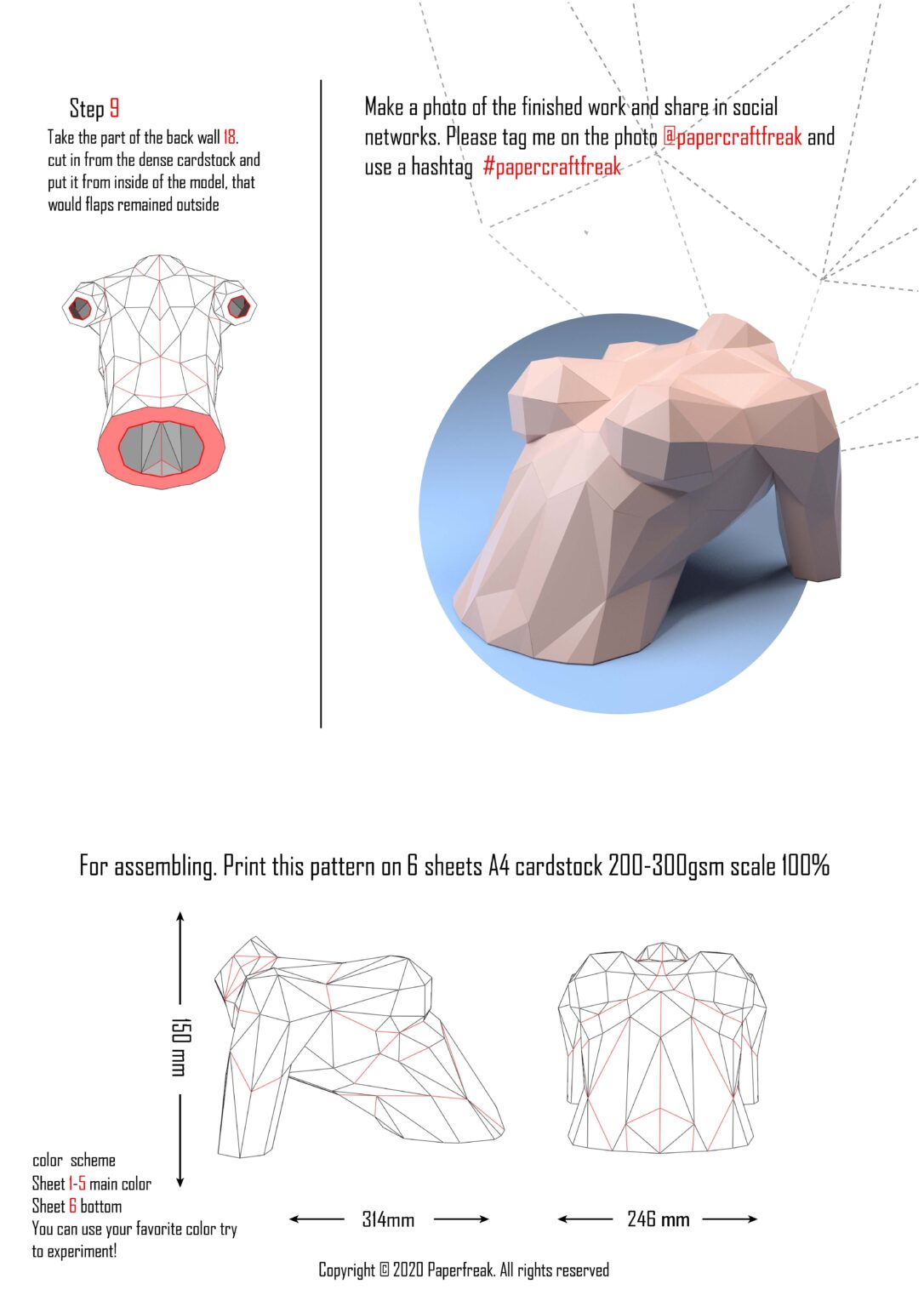 Papercraft Frau in 3D mit Origami