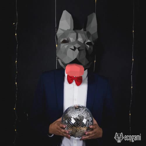 Papercraft masque de bouledogue français en origami