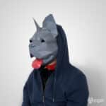 Papercraft masque de bouledogue français en origami