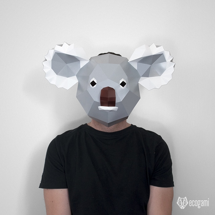 Papercraft masque de koala en origami