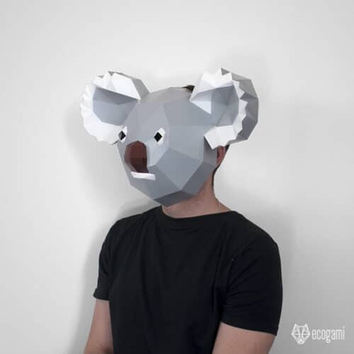 Papercraft masque de koala en origami