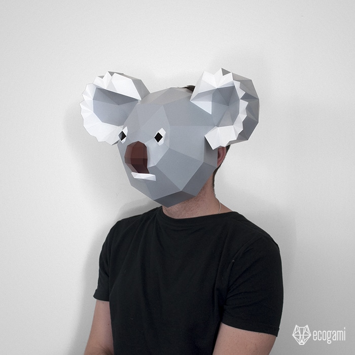 Papercraft masque de koala en origami