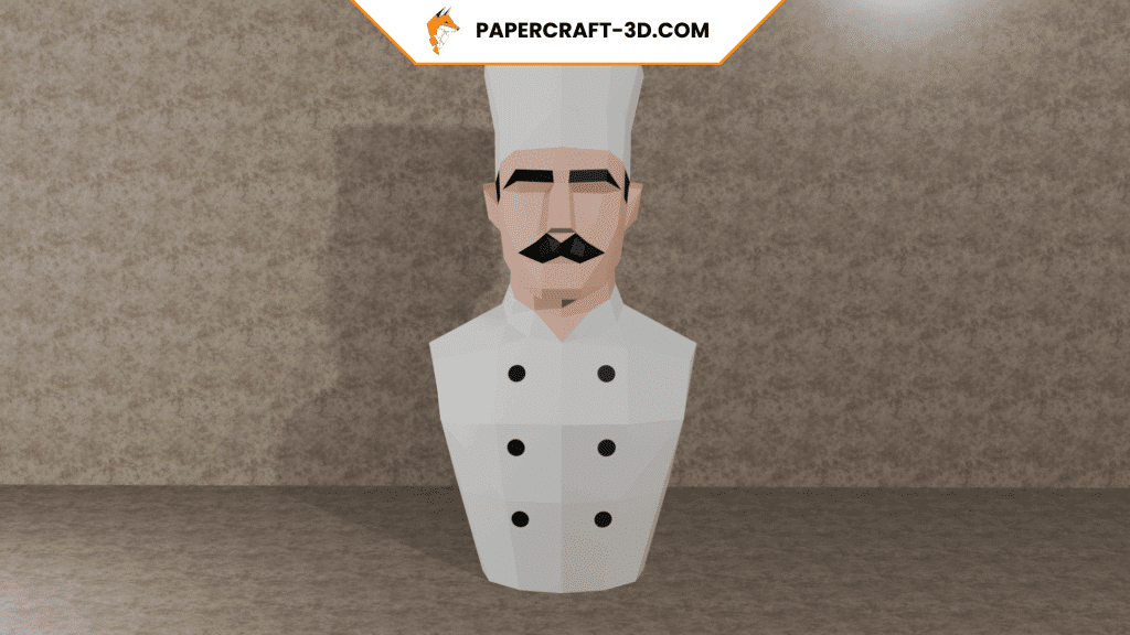 Porte-bouteille Chef – Buste de cuisinier en papercraft 3D Porte-bouteille Chef – Buste de cuisinier en papercraft 3D