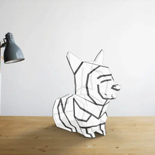 Veilleuse corgi en papercraft 3D