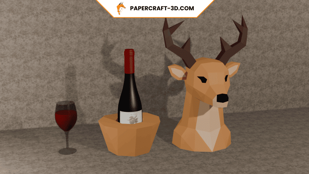 Porte-bouteille cerf en papercraft 3D Porte-bouteille cerf en papercraft 3D