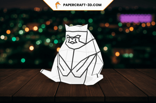 Veilleuse chat en papercraft 3D