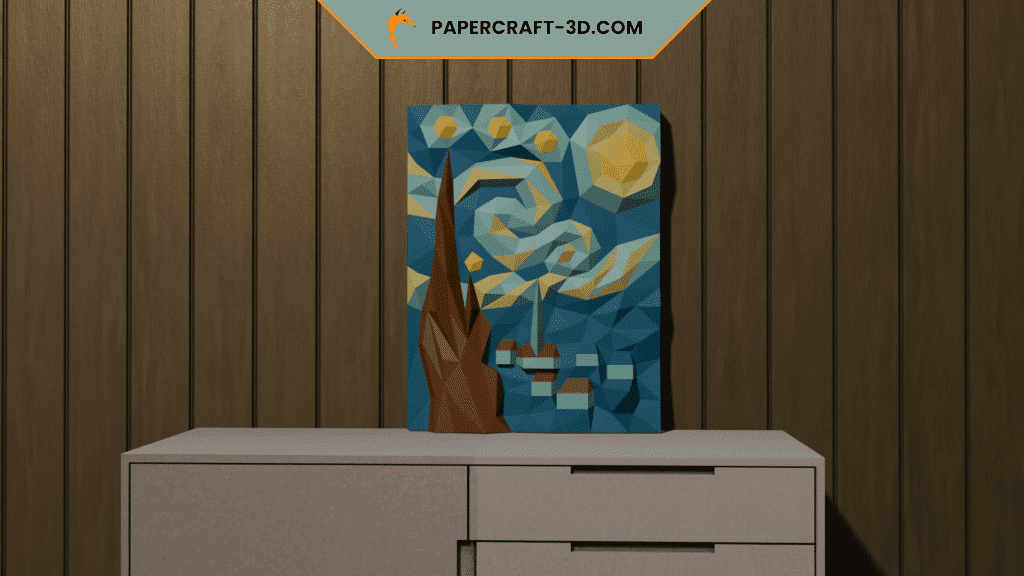 La Nuit étoilée – Tableau papercraft 3D inspiré de Van Gogh La Nuit étoilée – Tableau papercraft 3D inspiré de Van Gogh